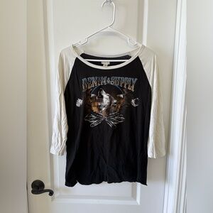 Denim & Supply Ralph Lauren Wolf Graphic Baseball Tee L Raglan 3/4 Sleeve